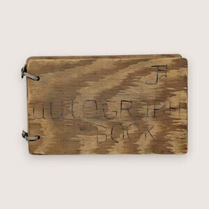 1948 Wooden Cover Autograph Book Camp Ephemera Signatures